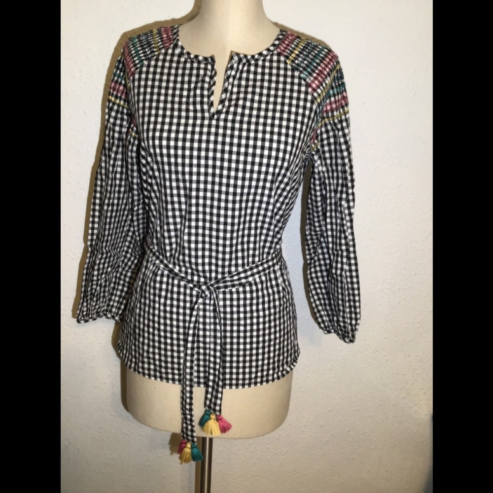 Madewell plaid 3\4 blouse size XS